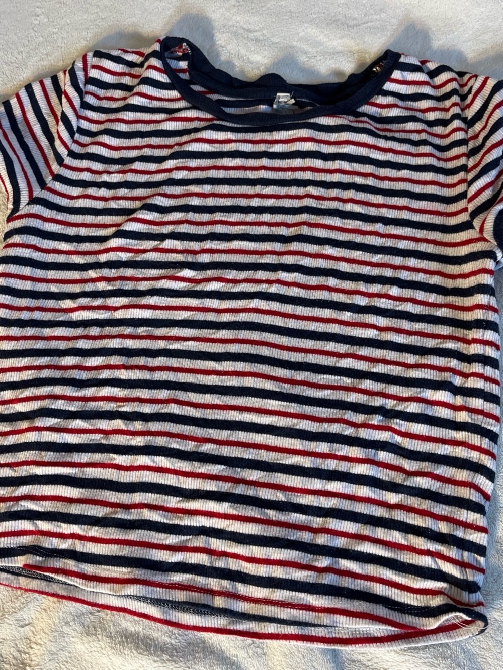 Forever 21 Striped Short Sleeve Tee in Navy, White & Red
